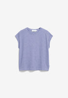 Oneliaa Lovely Stripes Organic Cotton T Shirt - Oatmilk/Blue Noon