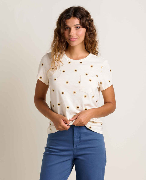 Primo Embroidered T Shirt -Salt Sunflower