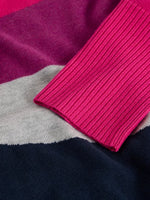 Olive Colourblock Jumper - Plum Multi