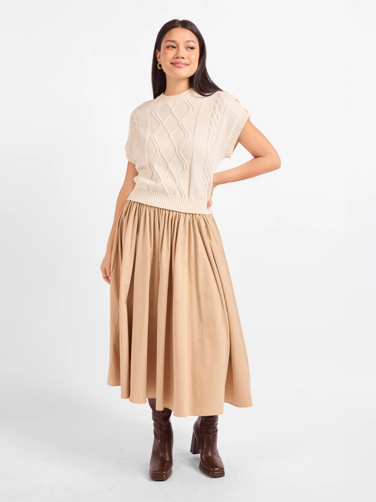 Typewriter Button Detail Sweater - Ivory