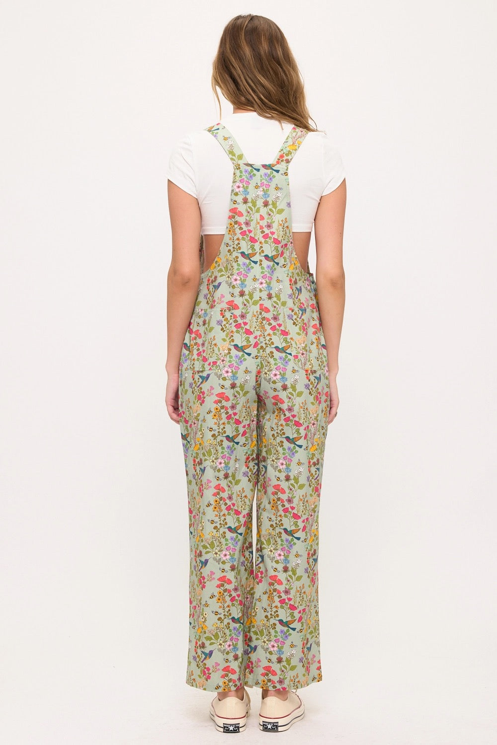 Floral Hummingbird Overalls