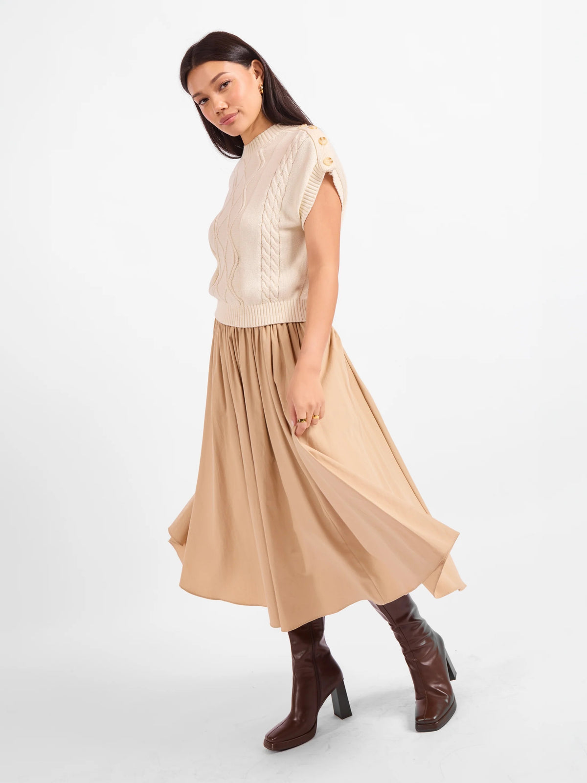 Typewriter Button Detail Sweater - Ivory