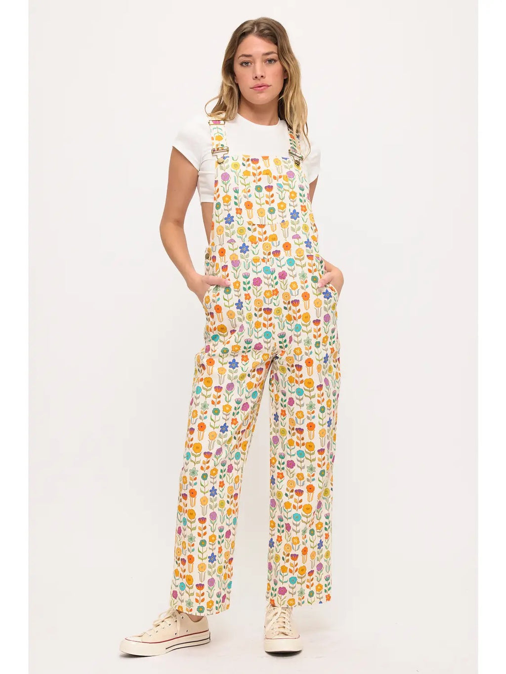 Retro Mod Floral Overalls