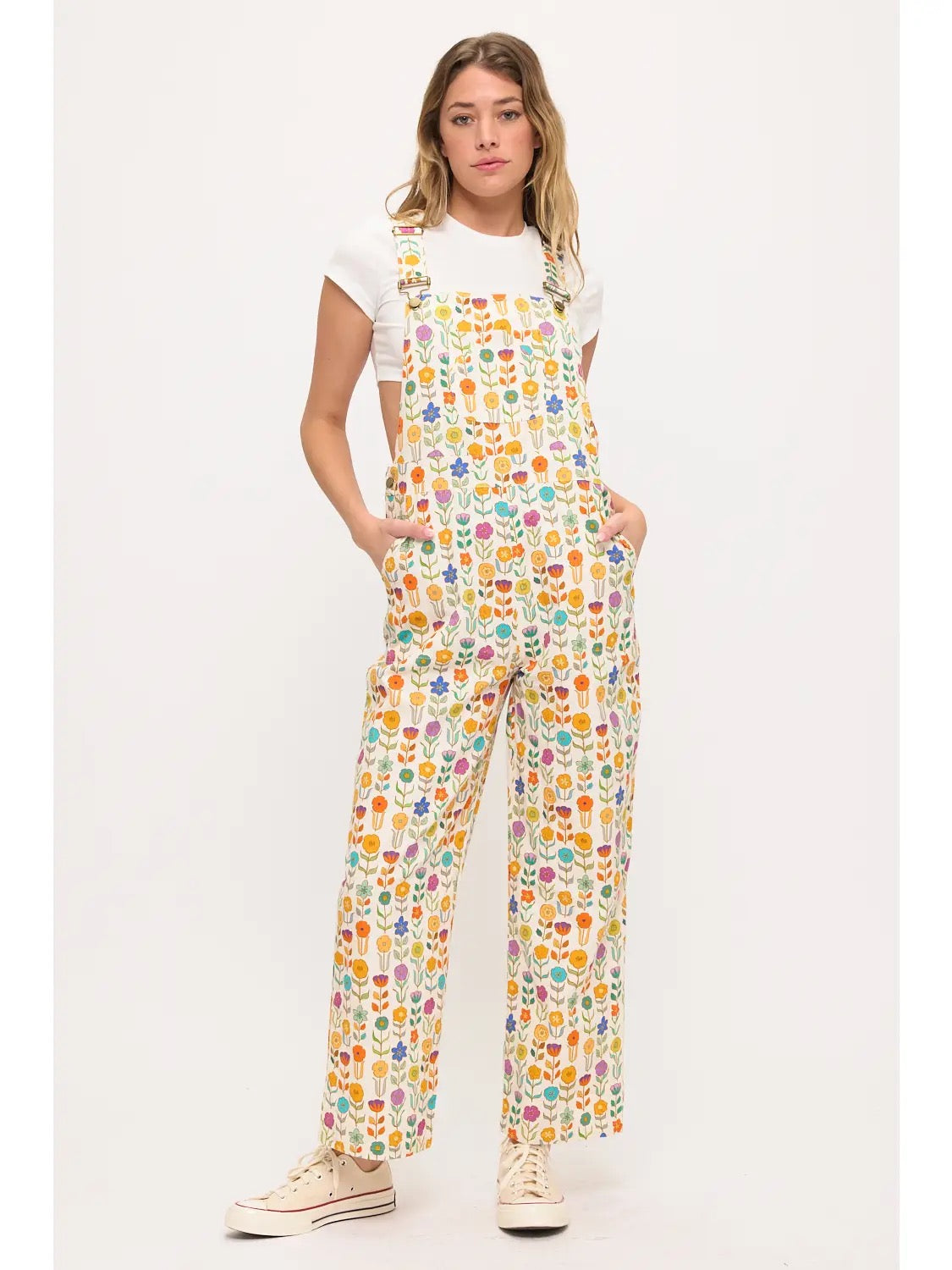 Retro Mod Floral Overalls