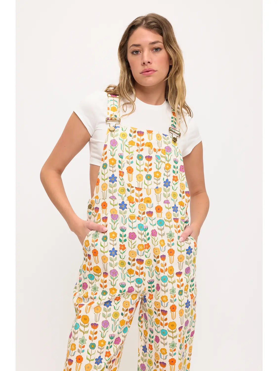 Retro Mod Floral Overalls