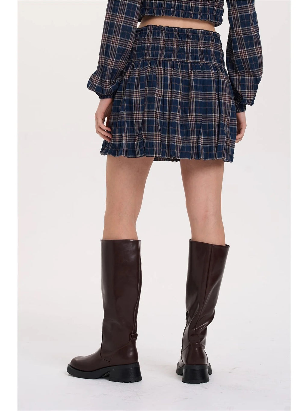Checked Cotton Balloon Skirt