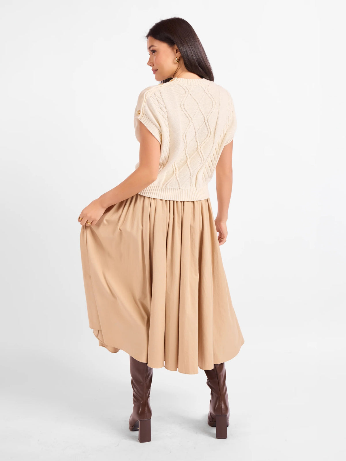 Typewriter Button Detail Sweater - Ivory