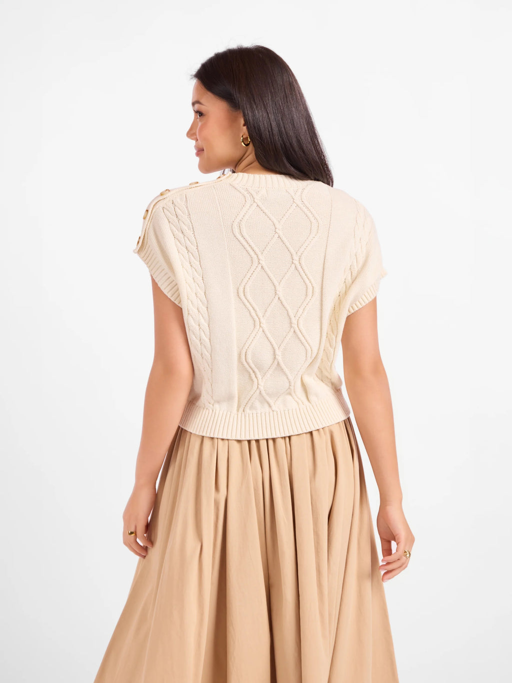Typewriter Button Detail Sweater - Ivory
