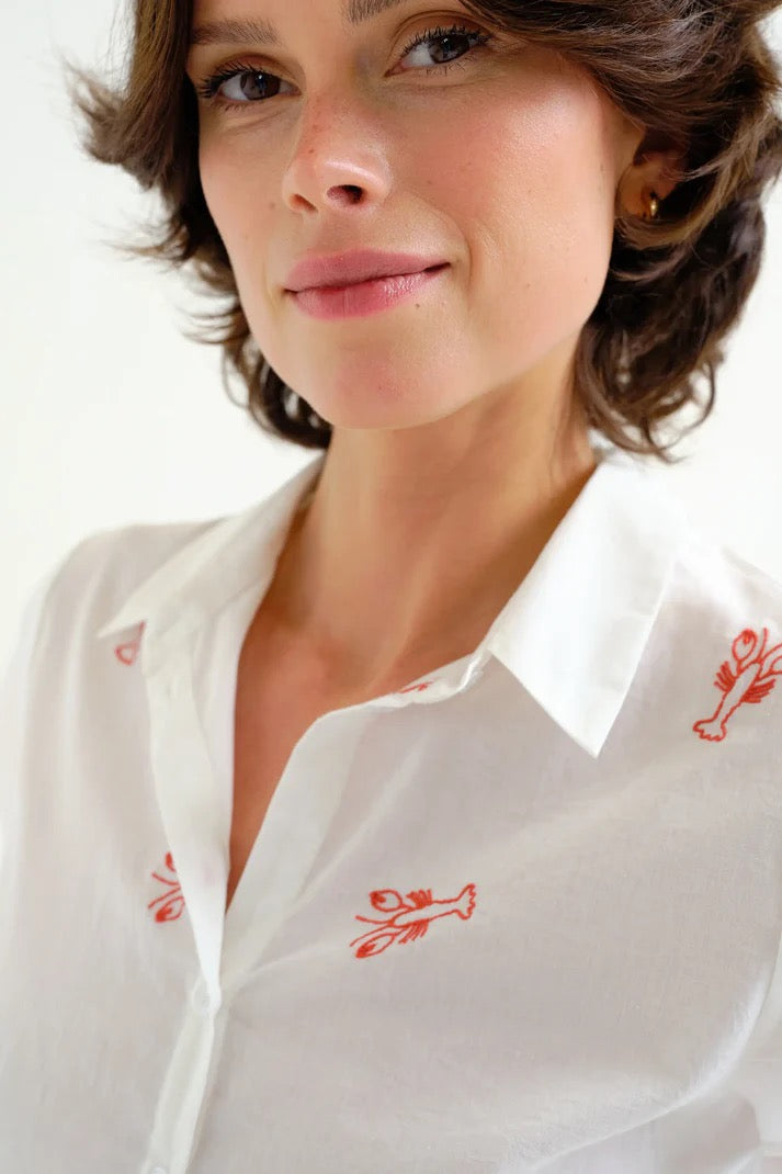 Red Lobster Embroidered Shirt