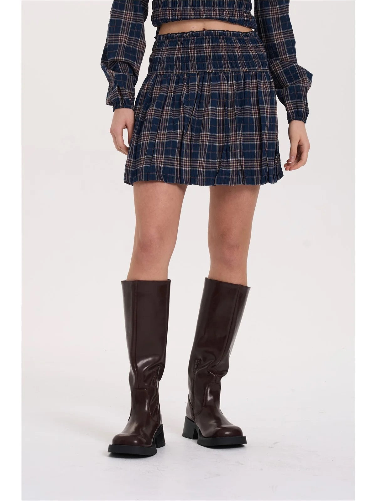 Checked Cotton Balloon Skirt