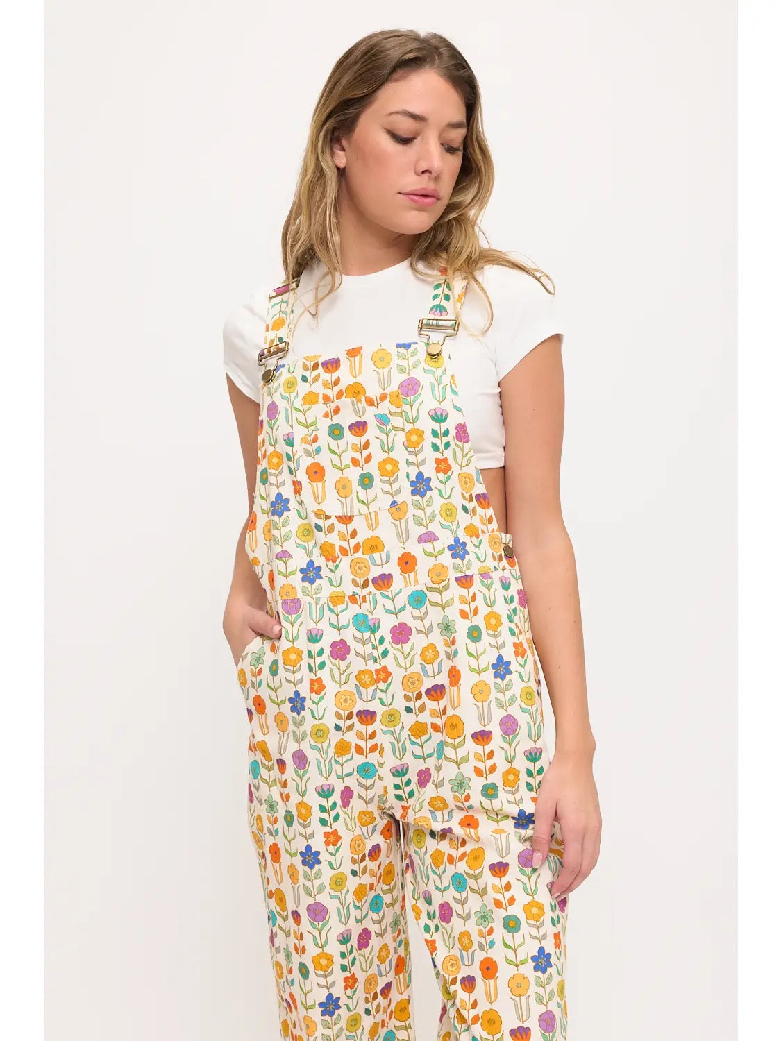 Retro Mod Floral Overalls