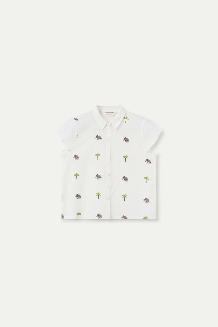 Elephant & Palm Embroidered Shirt