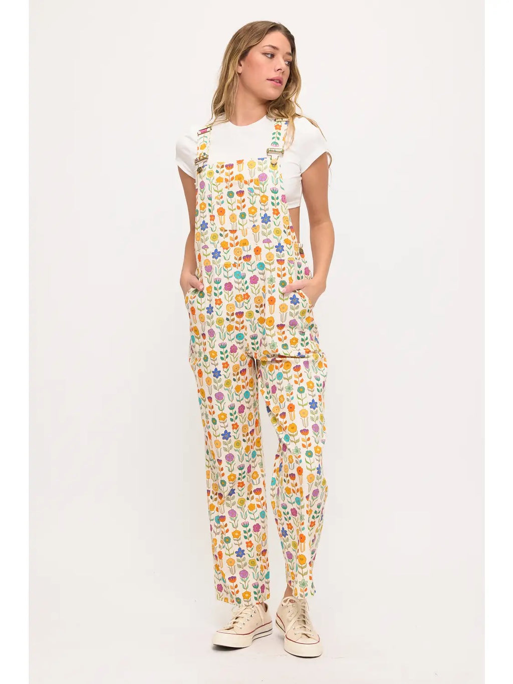 Retro Mod Floral Overalls