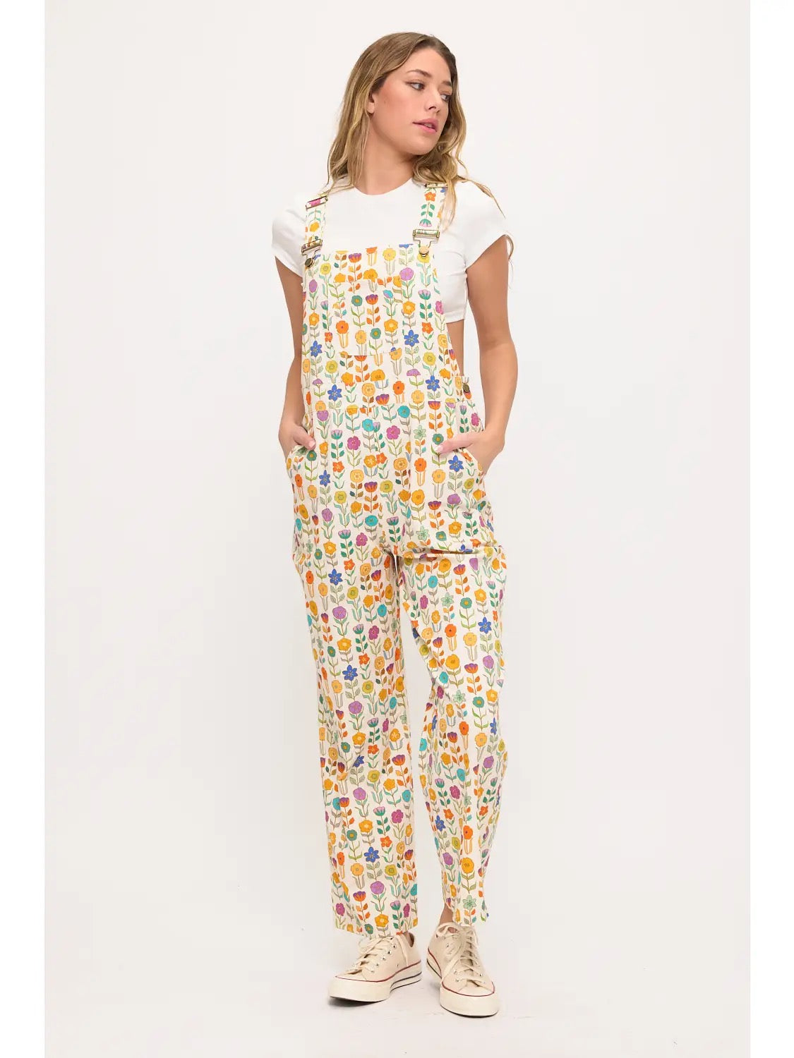Retro Mod Floral Overalls