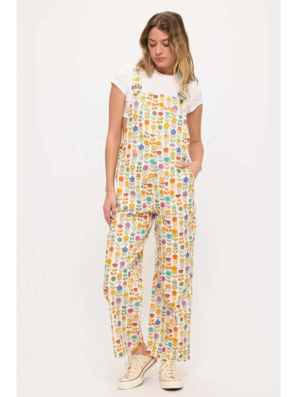 Retro Mod Floral Overalls