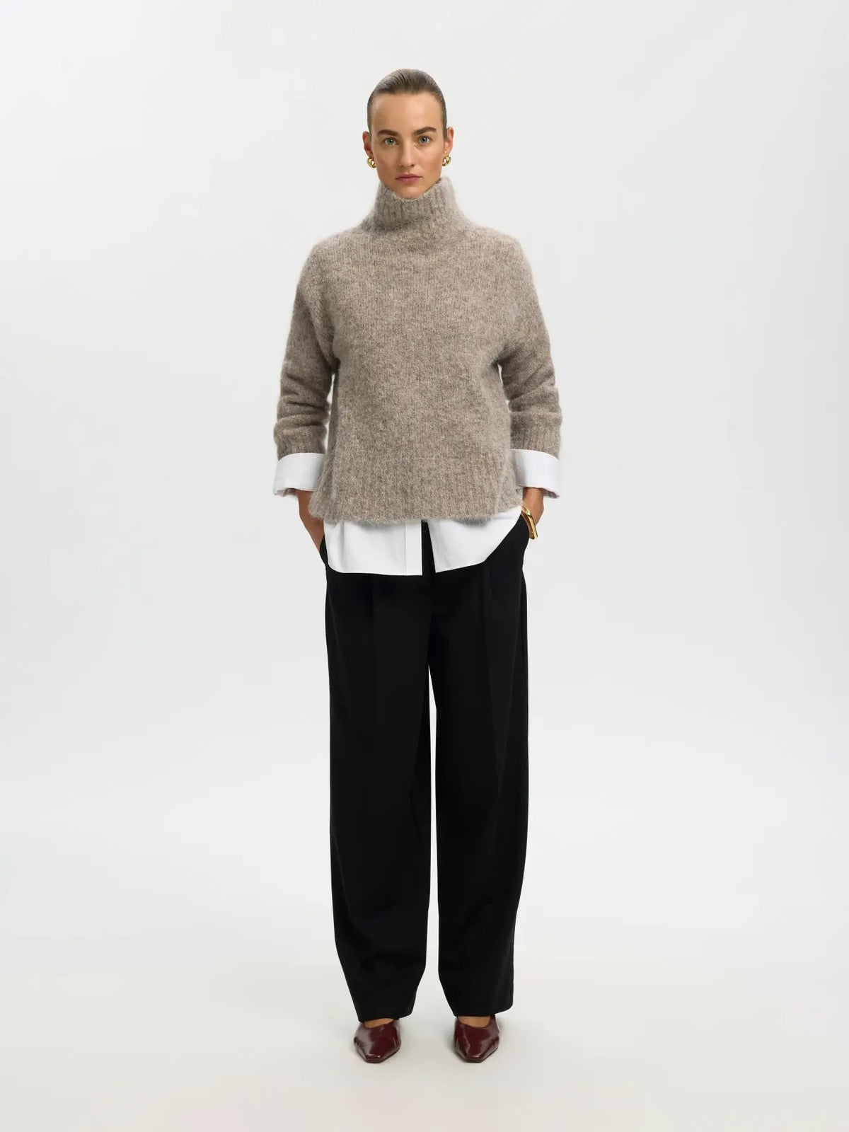 Gabriella Knit High Neck Jumper - Steel Grey