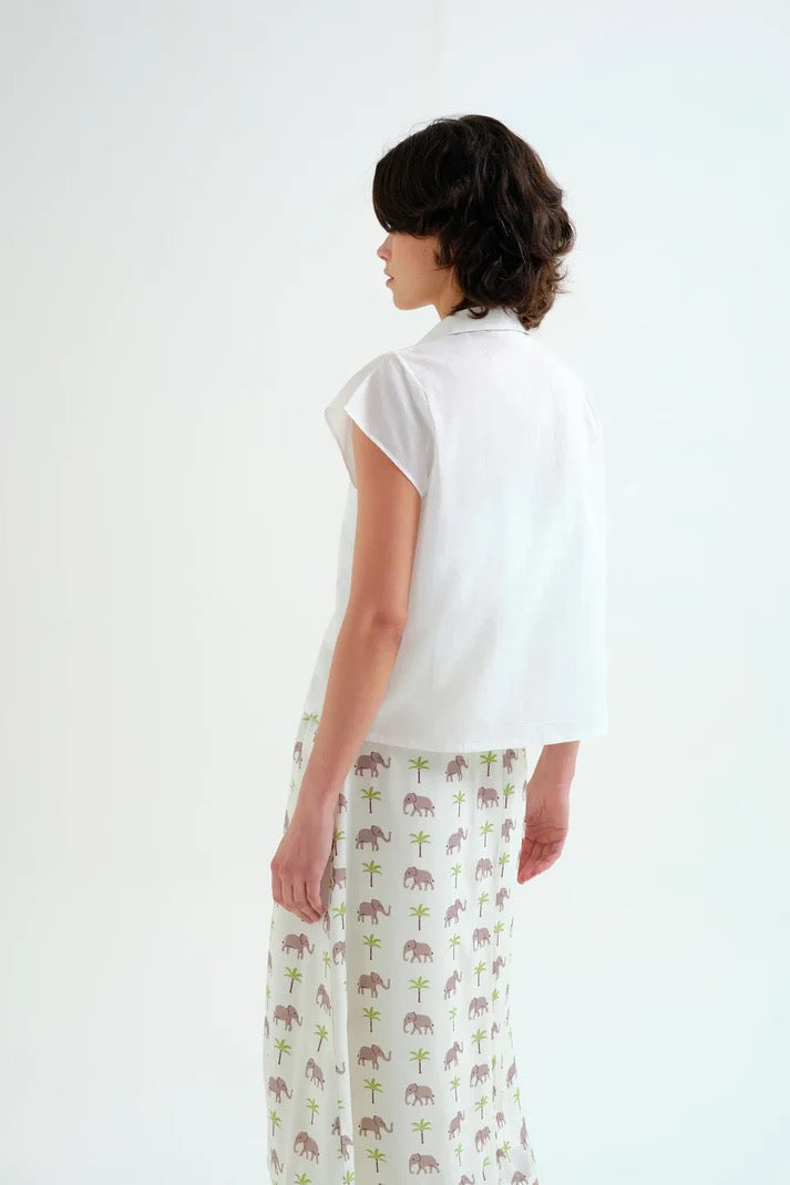 Elephant & Palm Embroidered Shirt