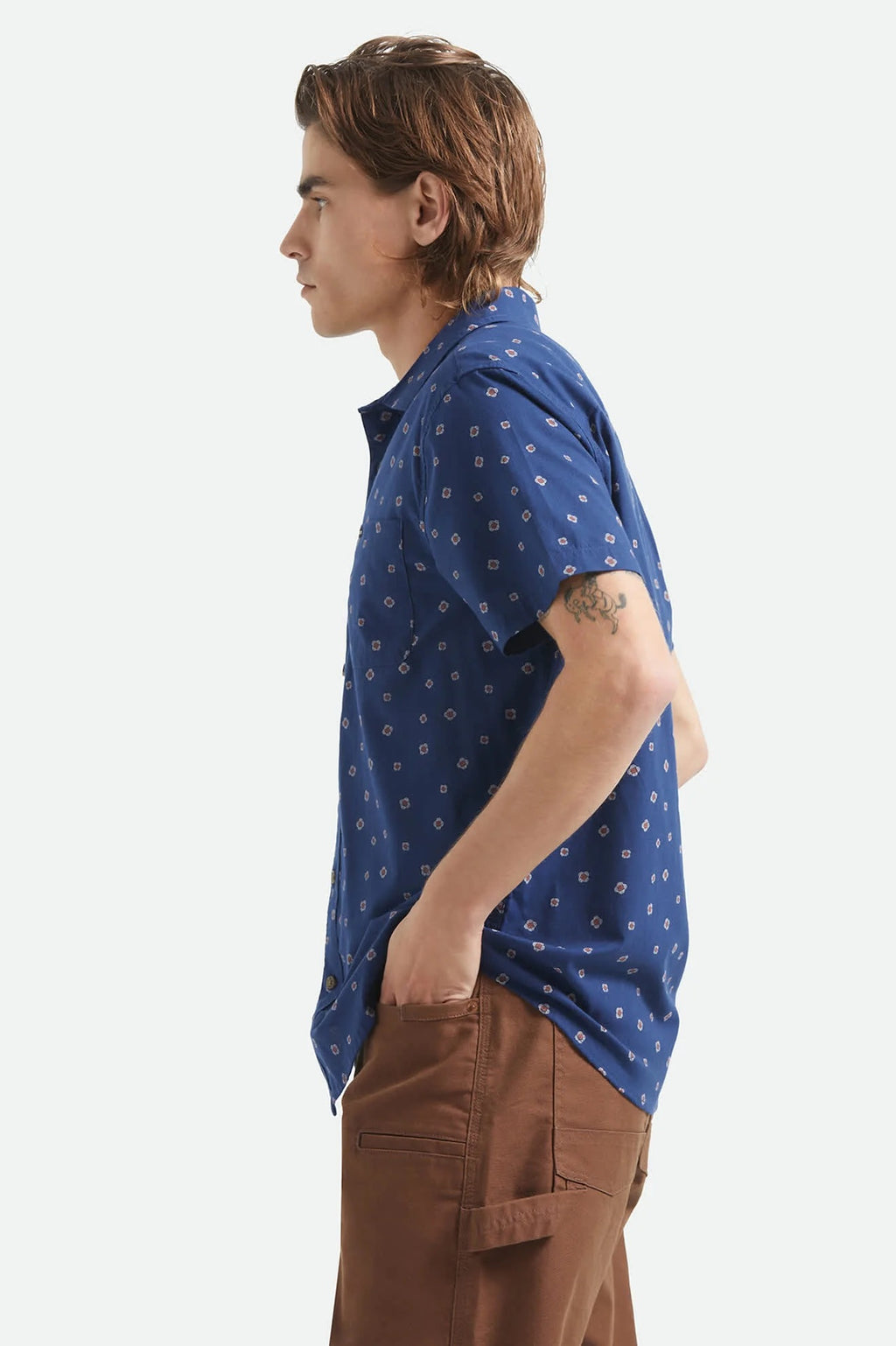 Charter Print Short Sleeve Woven - Midnight Blue Geo