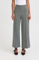 Kate Jacquard Pant 9  - Black/White Herringbone
