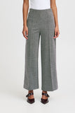 Kate Jacquard Pant 9  - Black/White Herringbone
