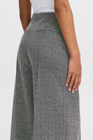 Kate Jacquard Pant 9  - Black/White Herringbone