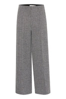 Kate Jacquard Pant 9  - Black/White Herringbone