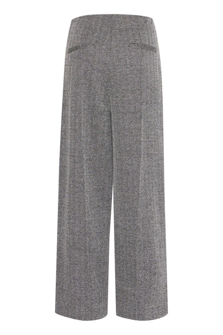 Kate Jacquard Pant 9  - Black/White Herringbone