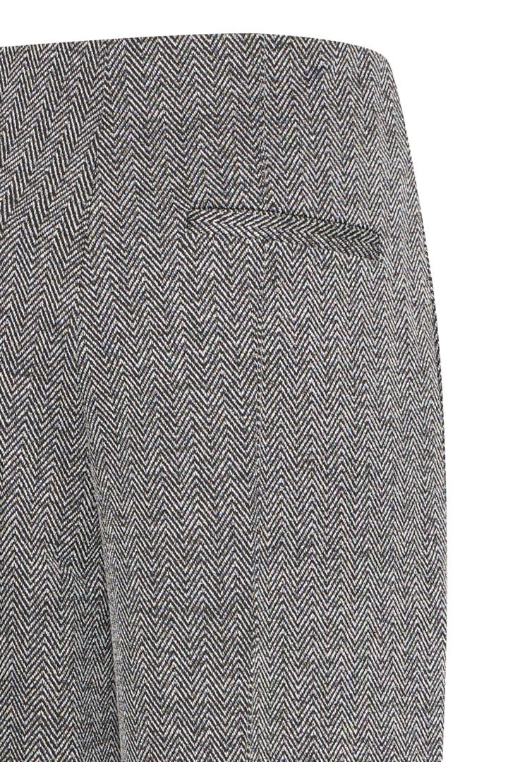 Kate Jacquard Pant 9  - Black/White Herringbone