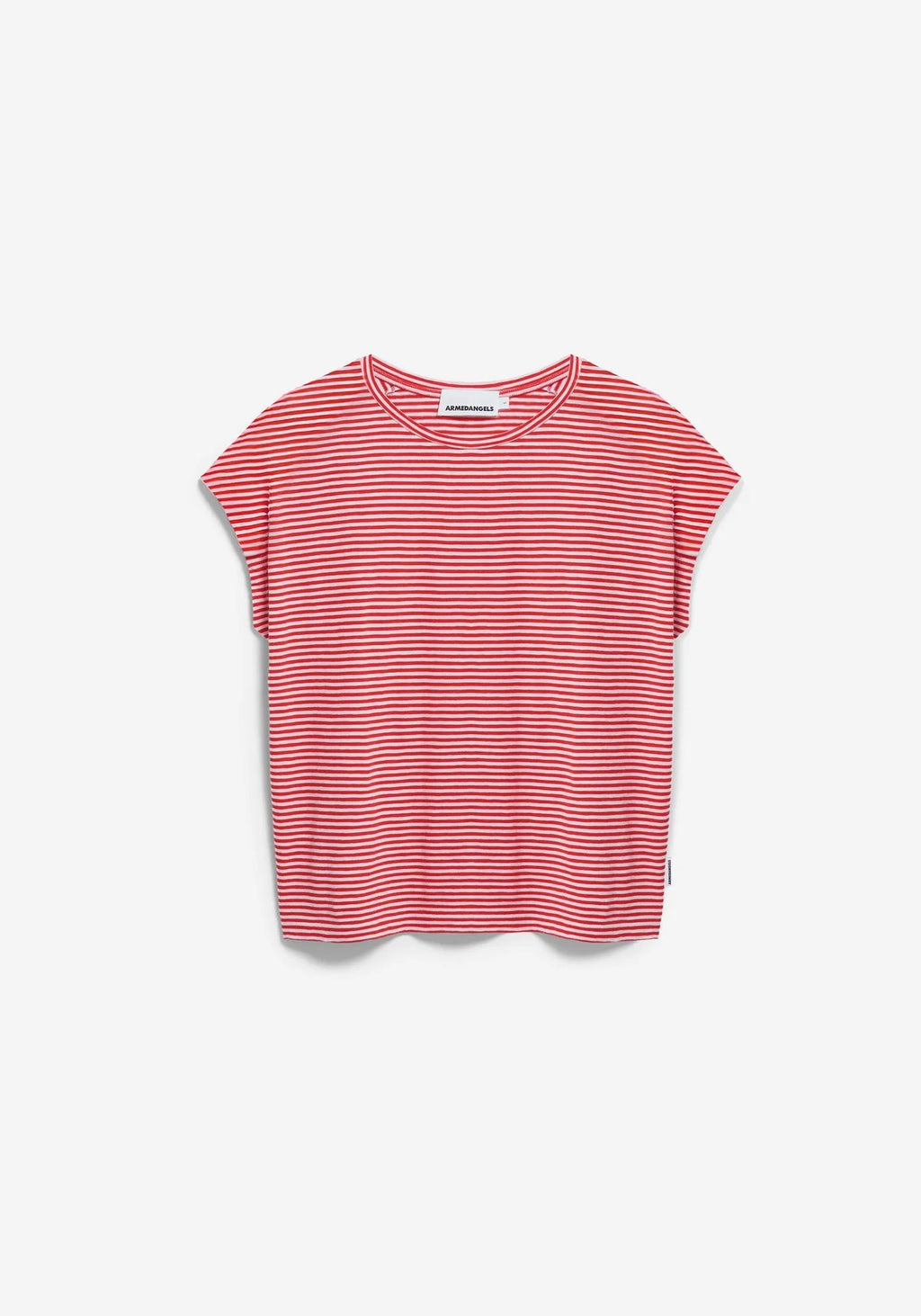 Slub Jersey Stripe T Shirt - Pink Mist/Mars Red