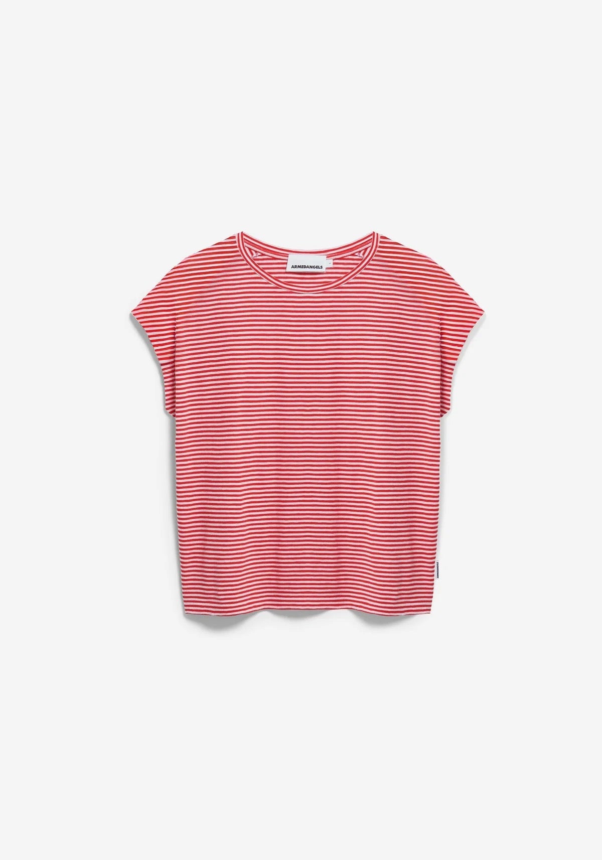 Slub Jersey Stripe T Shirt - Pink Mist/Mars Red
