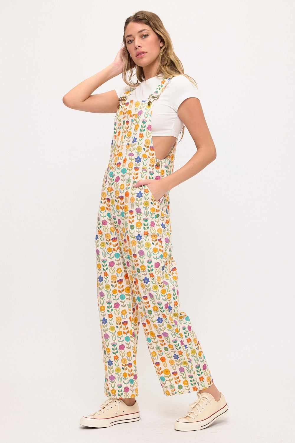 Retro Mod Floral Overalls
