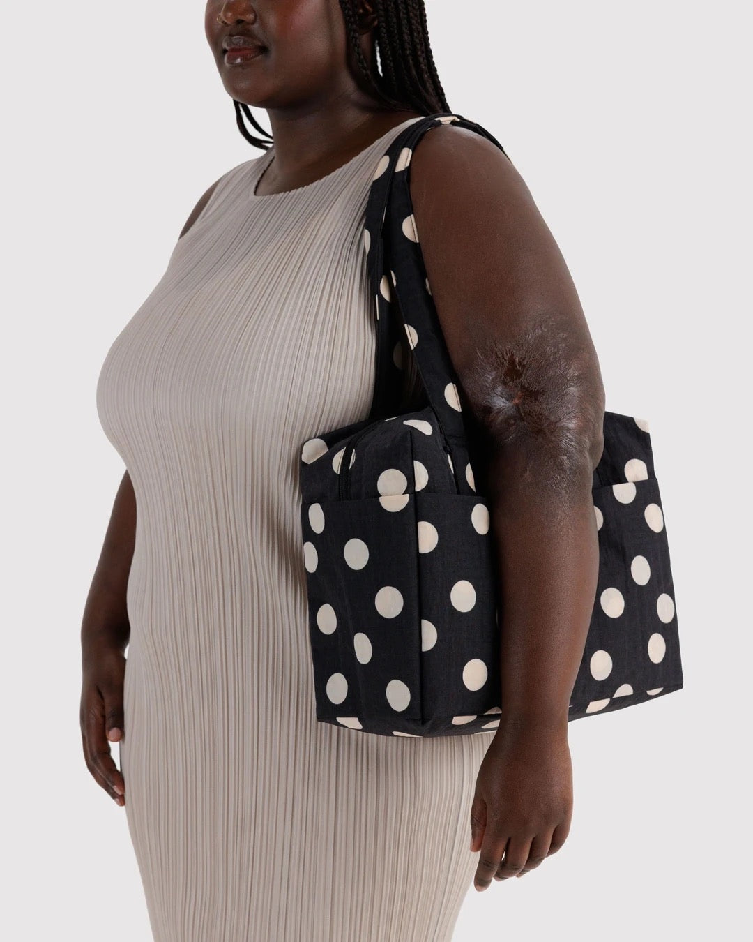 Everyday Cloud Bag - Black & Cream Polka Dot