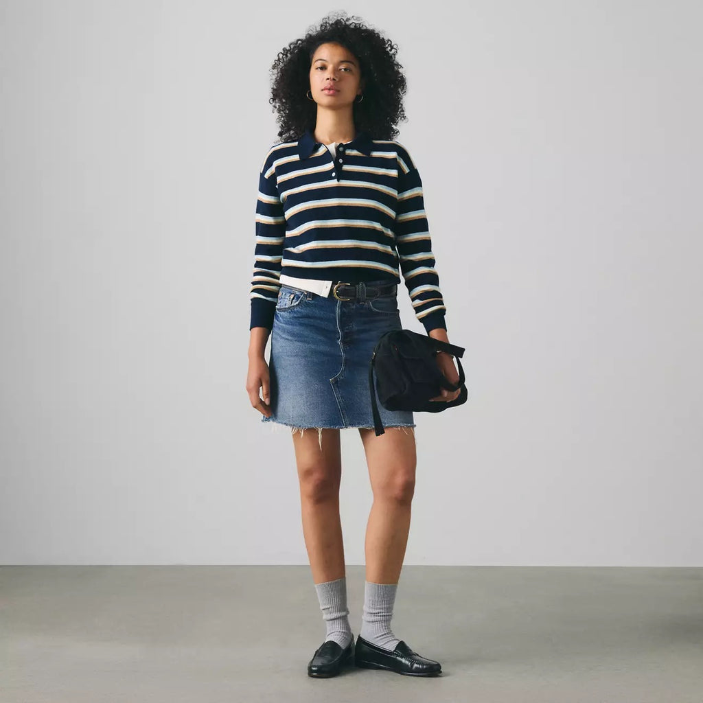 Super Soft Polo - Jade Stripe/Navy Blazer