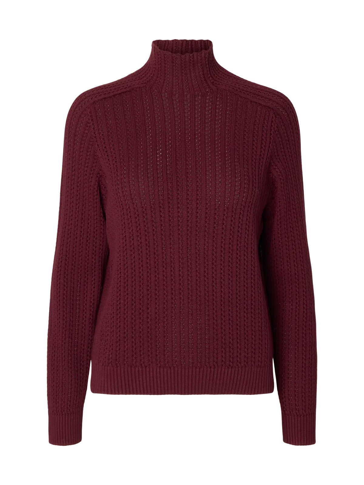 Olga Structured High Neck Jumper - Tawny Port