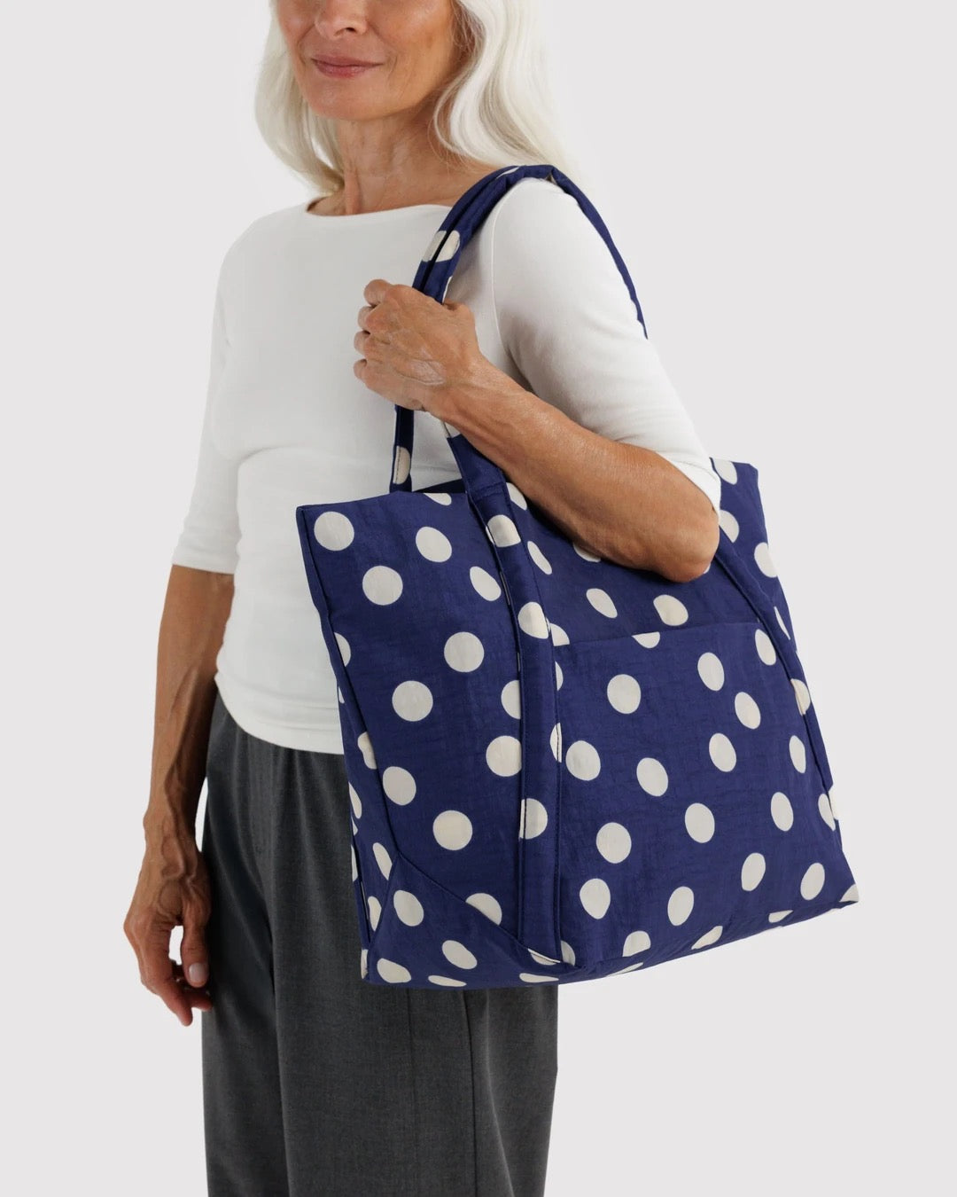 Cloud Bag - Navy & Cream Polka Dot