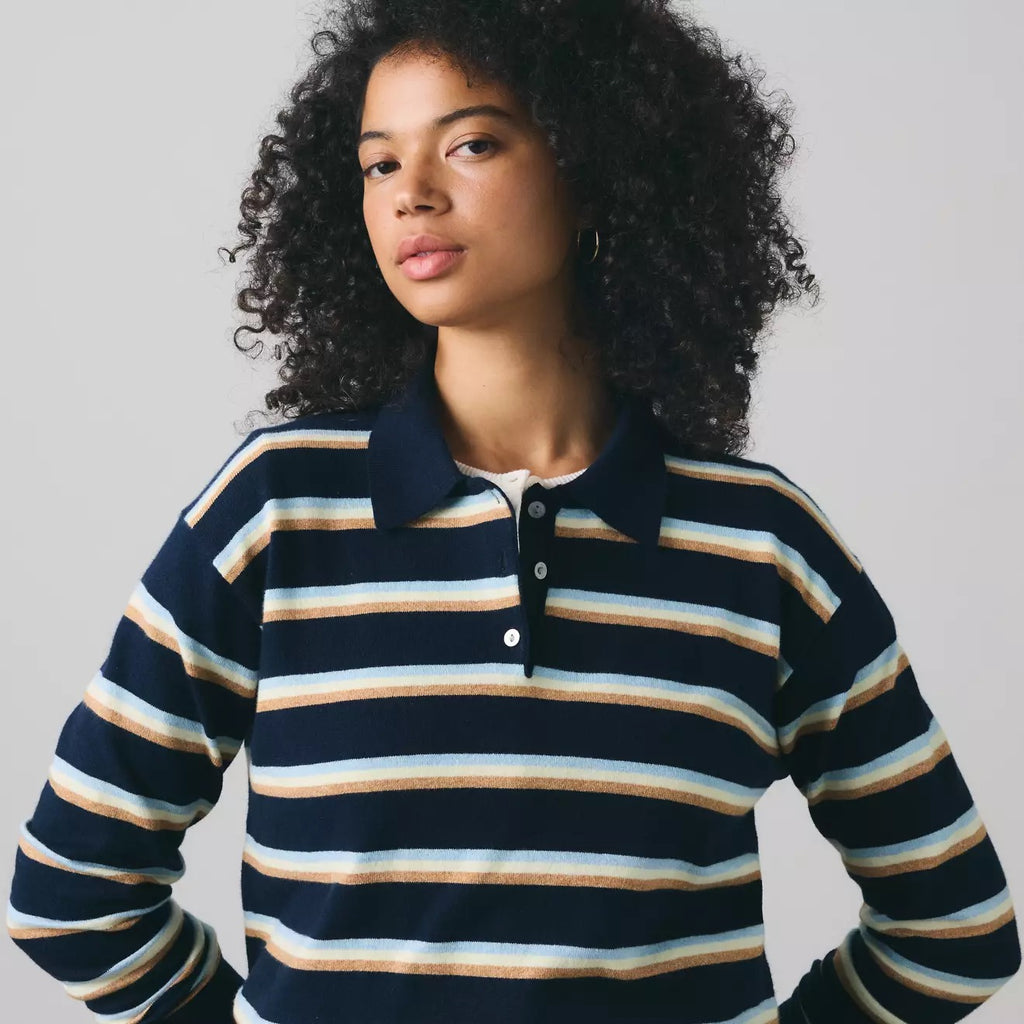 Super Soft Polo - Jade Stripe/Navy Blazer