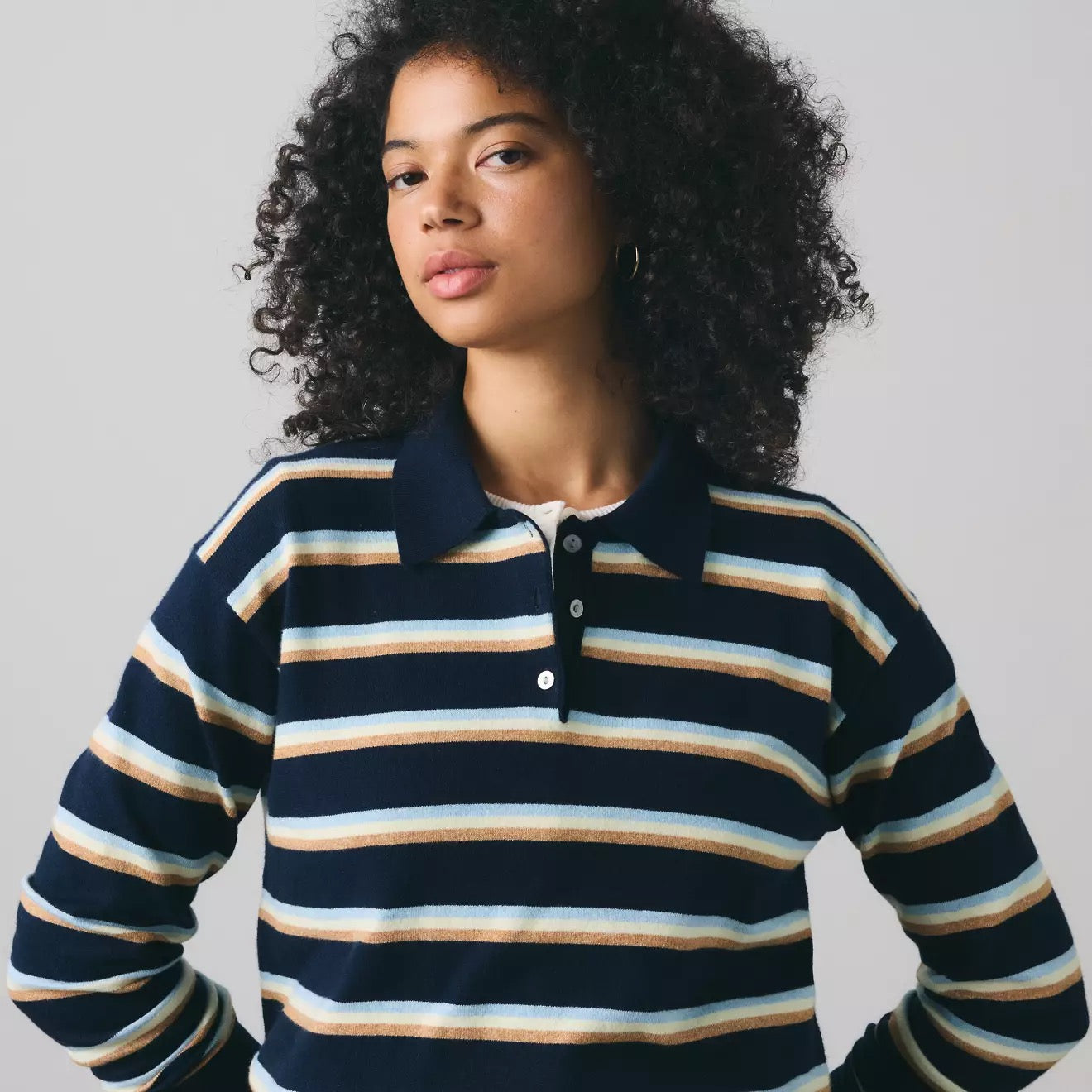 Super Soft Polo - Jade Stripe/Navy Blazer