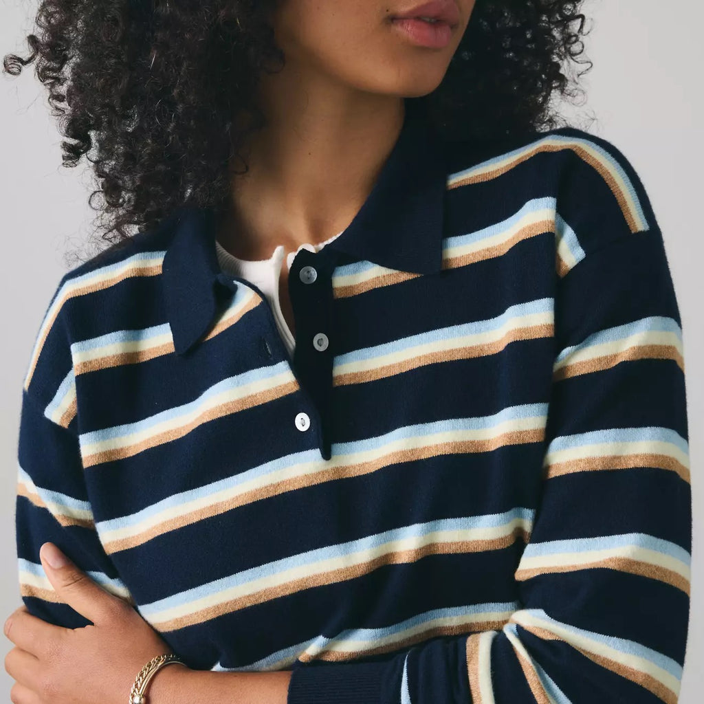 Super Soft Polo - Jade Stripe/Navy Blazer