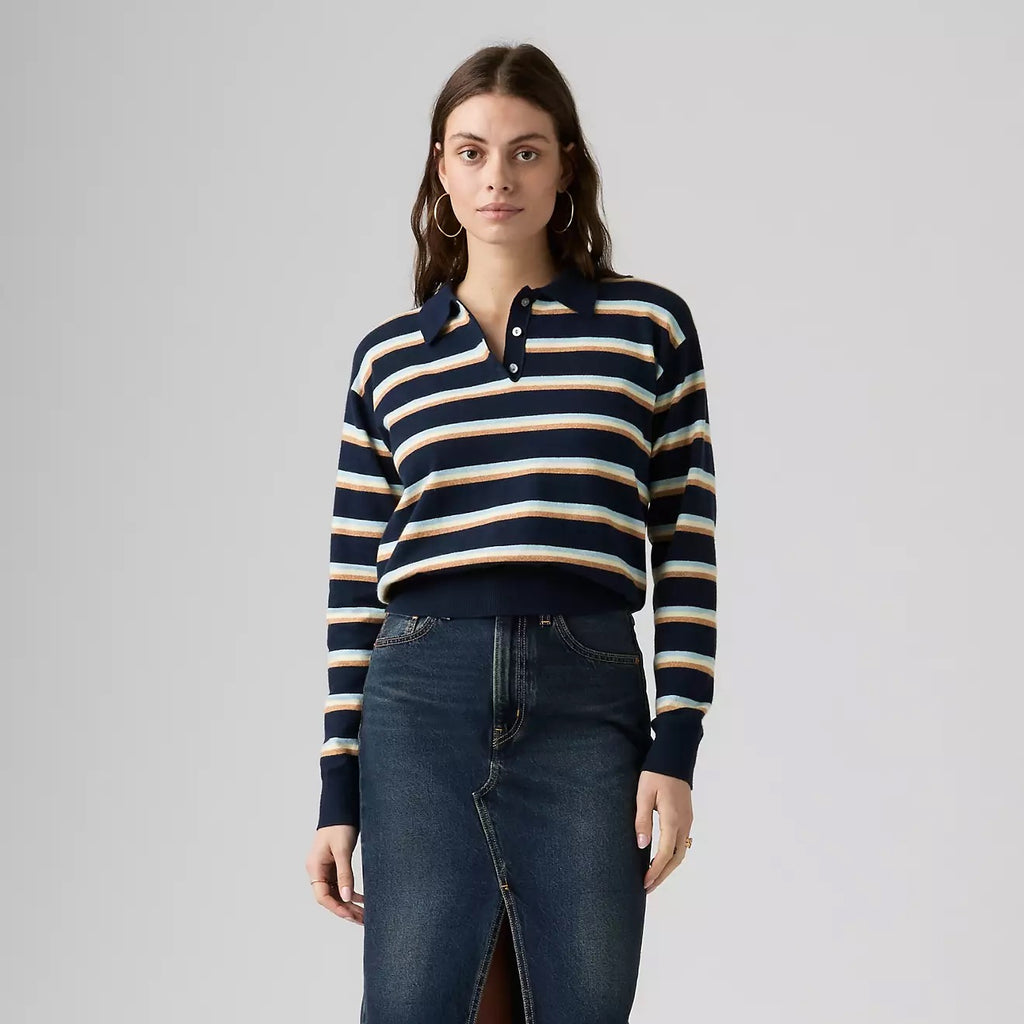 Super Soft Polo - Jade Stripe/Navy Blazer