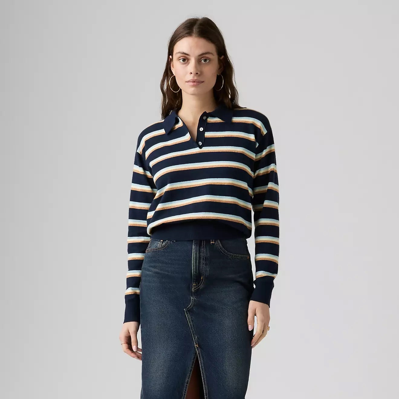 Super Soft Polo - Jade Stripe/Navy Blazer