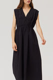 Seersucker Midi Dress - Black