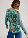 Clara Long Sleeve Tee - Teal Print