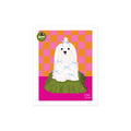 Dog With Bows On A Silk Pillow Portrait Print