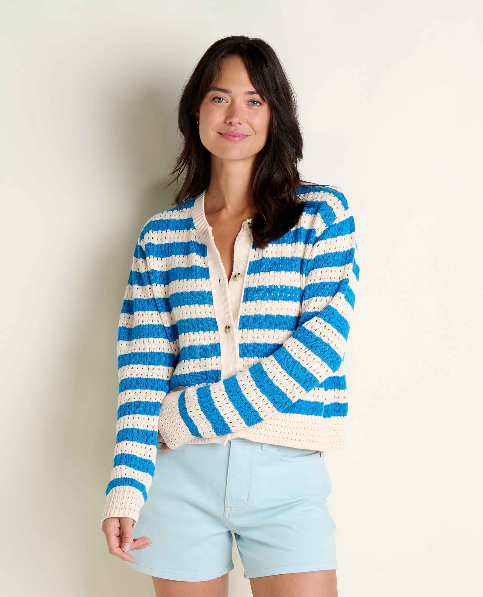 Bianca Pointelle Cardigan - Salt Pattern
