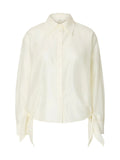 Firis Relaxed Long Sleeve Tie Detail Shirt - Egret