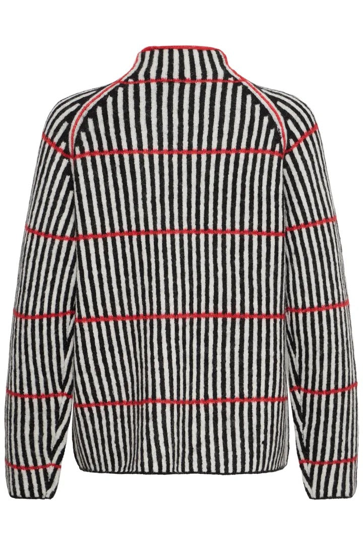 Kamara Stripes Jumper - Black/White/Salsa