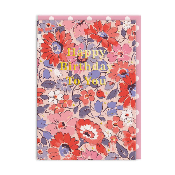 Archive Ditsy Happy Birthday Greeting Card