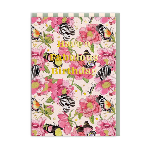 Butterflies & Peonies Fabulous Birthday Greeting Card