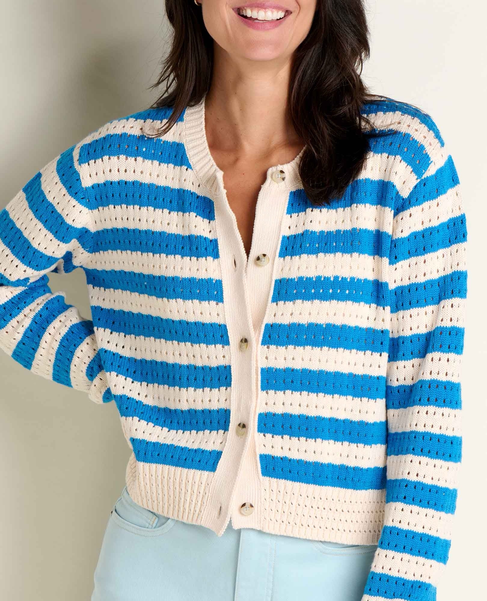 Bianca Pointelle Cardigan - Salt Pattern