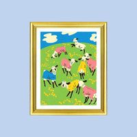 Goats In T Shirts Party Portrait Print